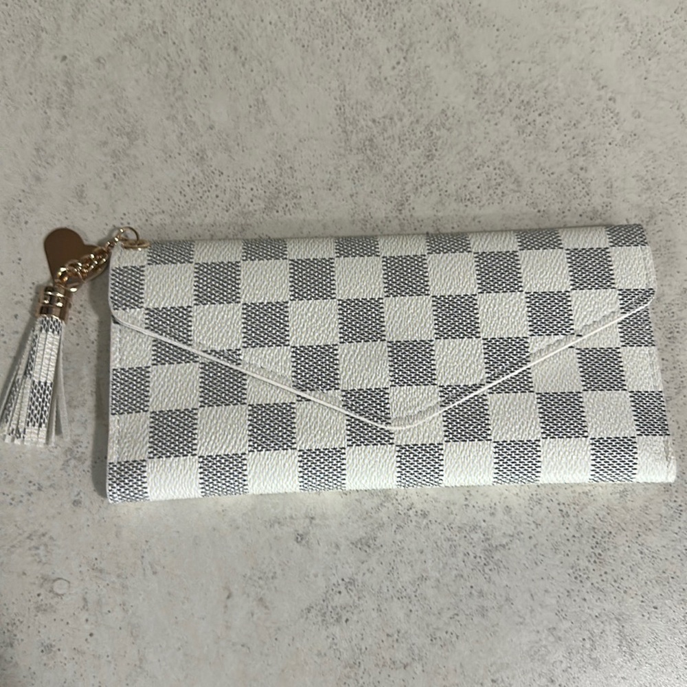 Tri Fold Checker Wallet Large, Women